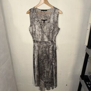 White House Black Market Two-piece Wrap Slip Dress Snakeskin Print Sz 8‎